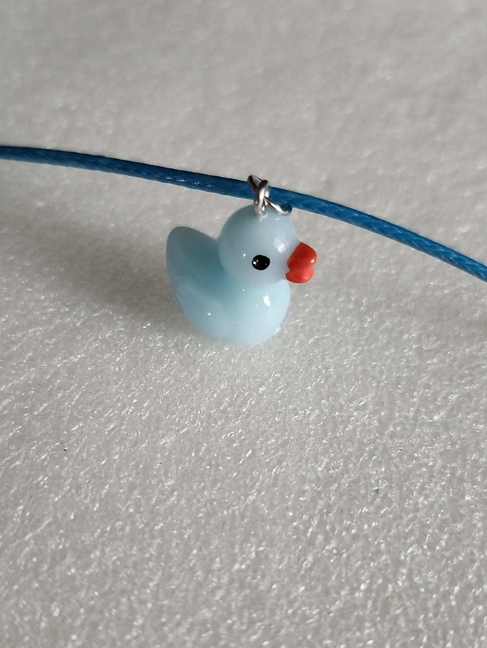 Hand Crafted Light Blue Duck Charm Bracelet / Anklet Blue Cord